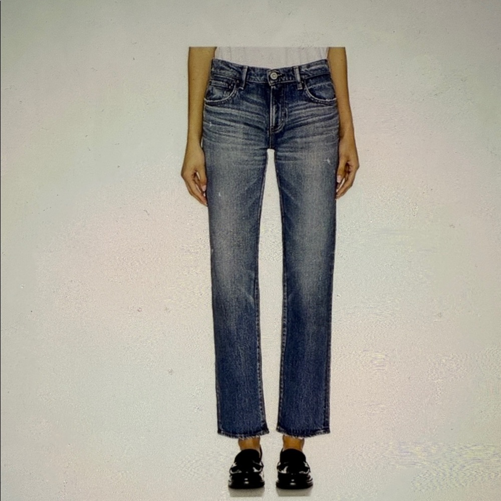 PAIGE Vintage Melrose Classic Rise Straight Leg Cropped Distressed Size 23